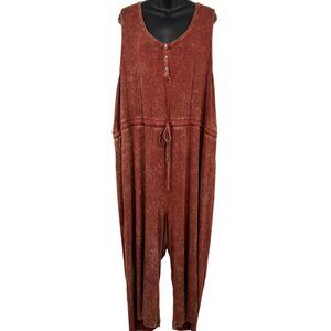 Torrid Super Soft Knit Plus Size 5X Rust Red Sleeveless Button Jumpsuit Pant New